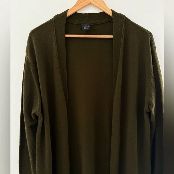 Topshop Size US 10 Brown Open Front Oversized Cardigan Cozy Minimalist Layering - Picture 3 of 10